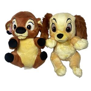 Disney Parks Babies Lady and Bambi Plush 11 inches High Sewn in Eyes No blankies
